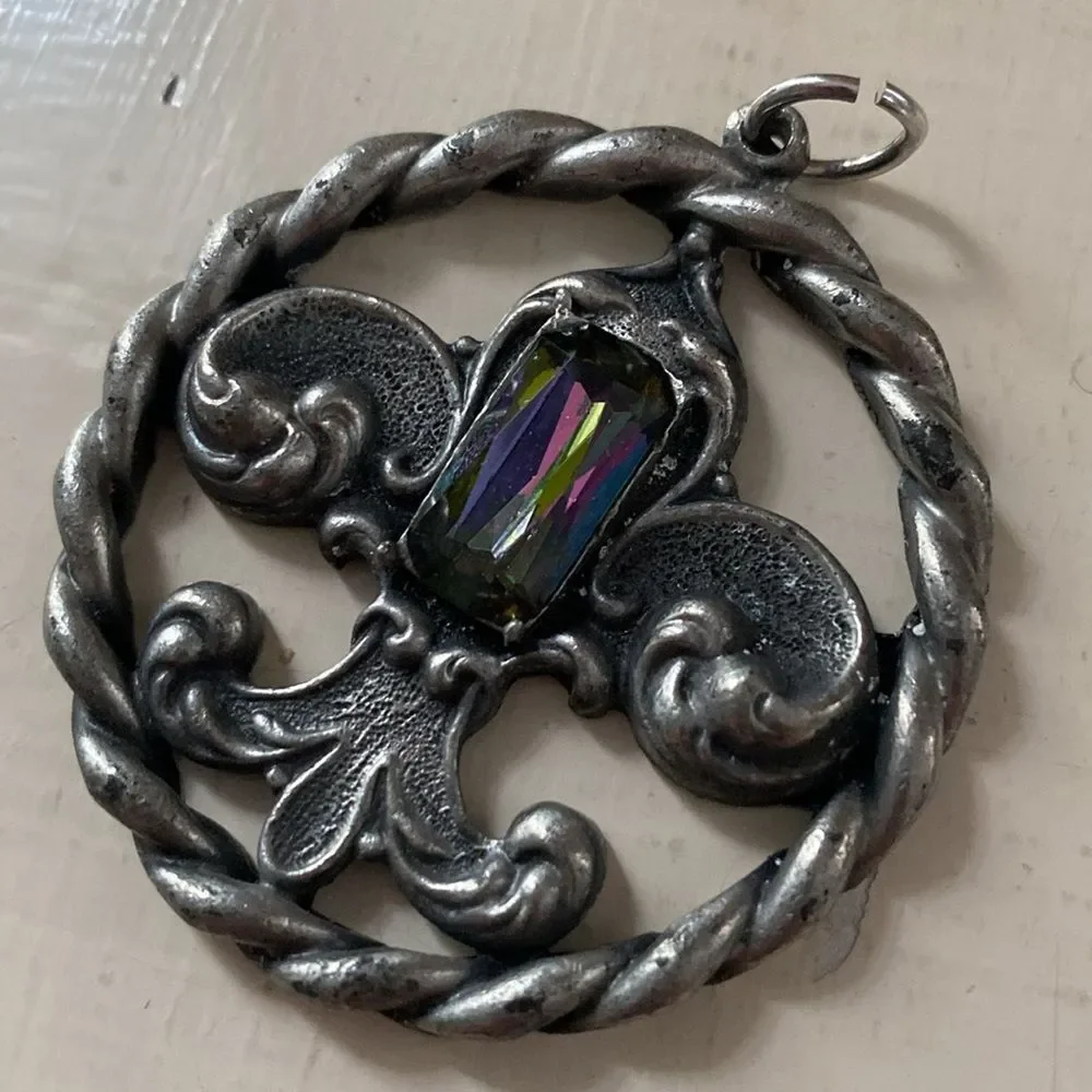 Vintage 1960s 60s SWANK Boho Rhinestone Pendant